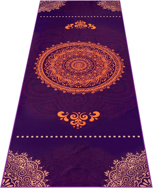 Non Slip Hot Yoga Towel, 100% Microfiber Non Slip Yoga Mat Towel for Hot Yoga, Pilates and Fitness, Exclusive Corner Pockets Design + Free Spray Bottle